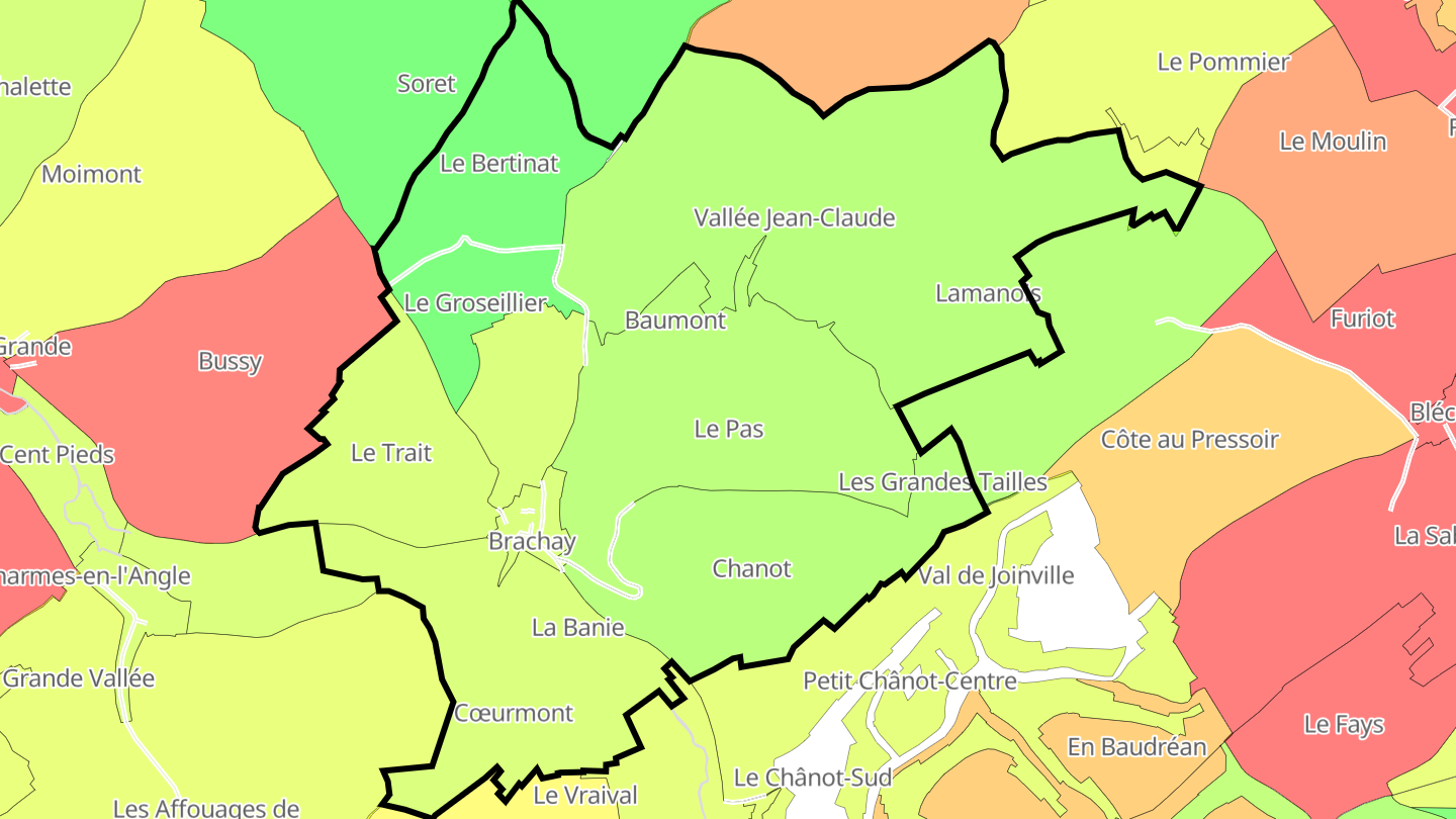 Carte des prix de l'immobilier Brachay