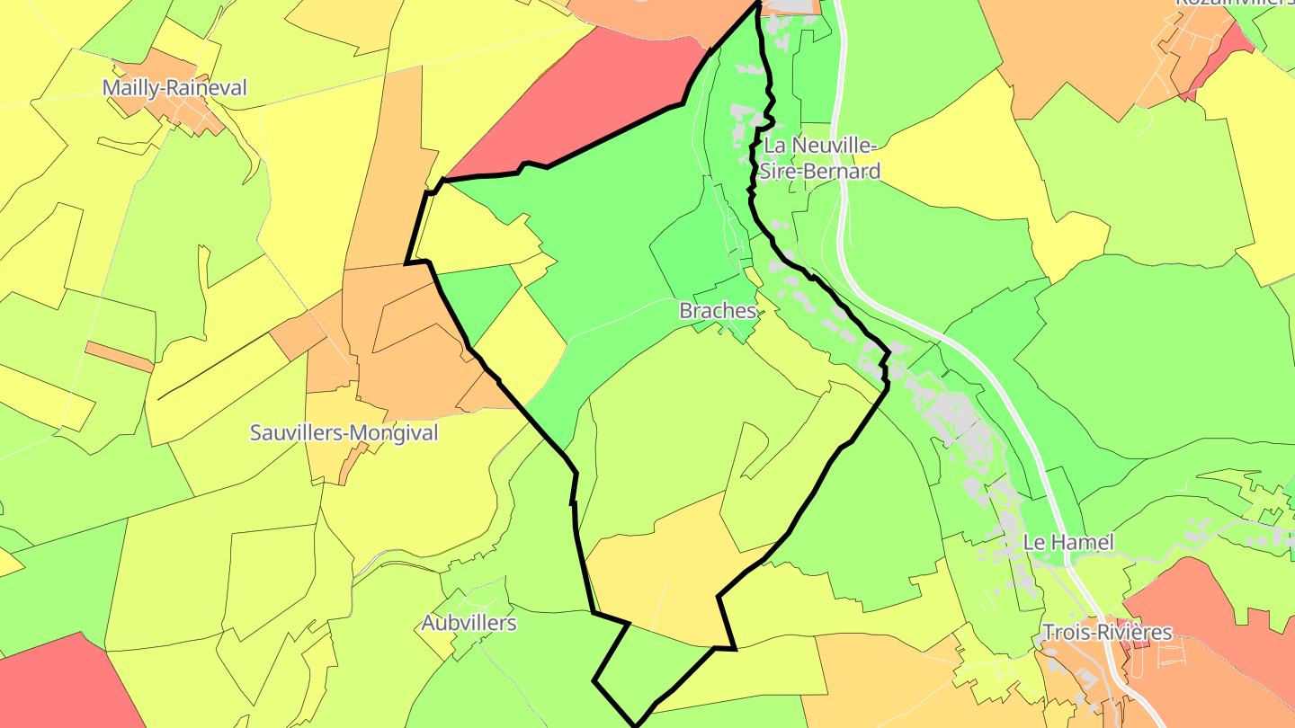 Carte des prix de l'immobilier Braches