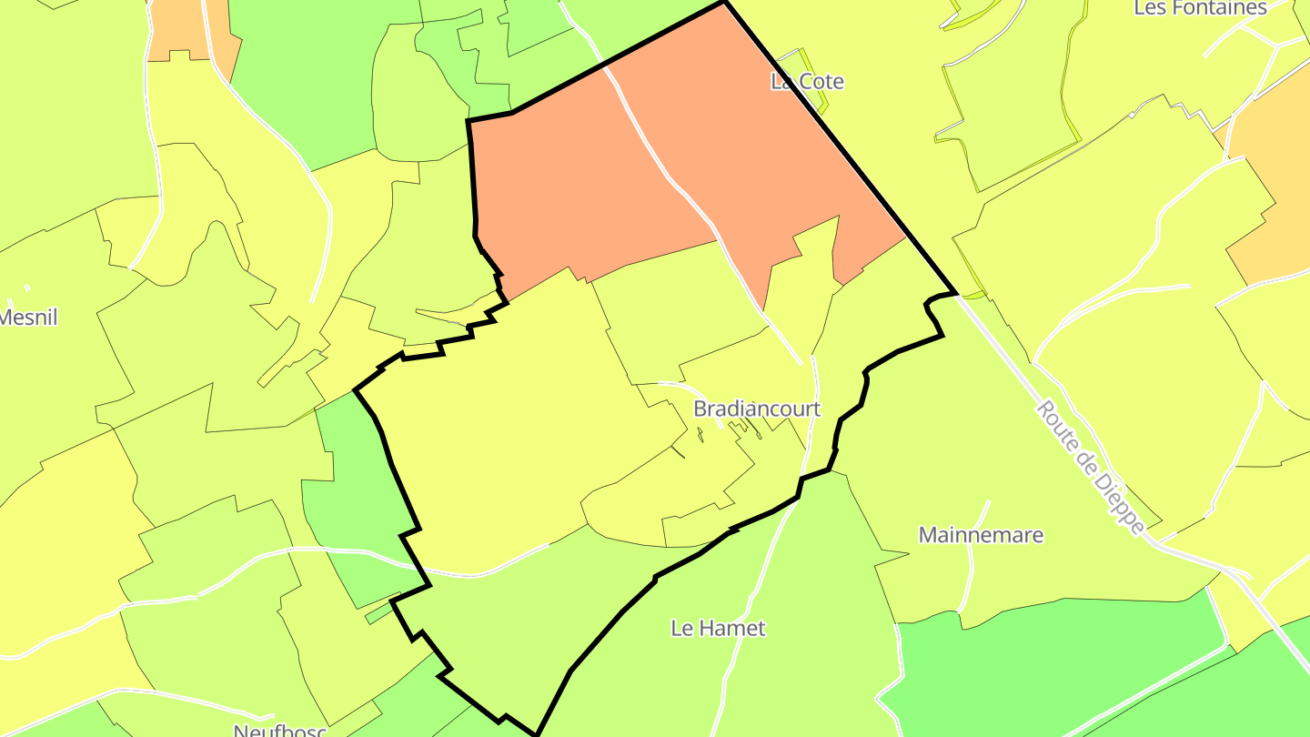 Carte des prix de l'immobilier Bradiancourt