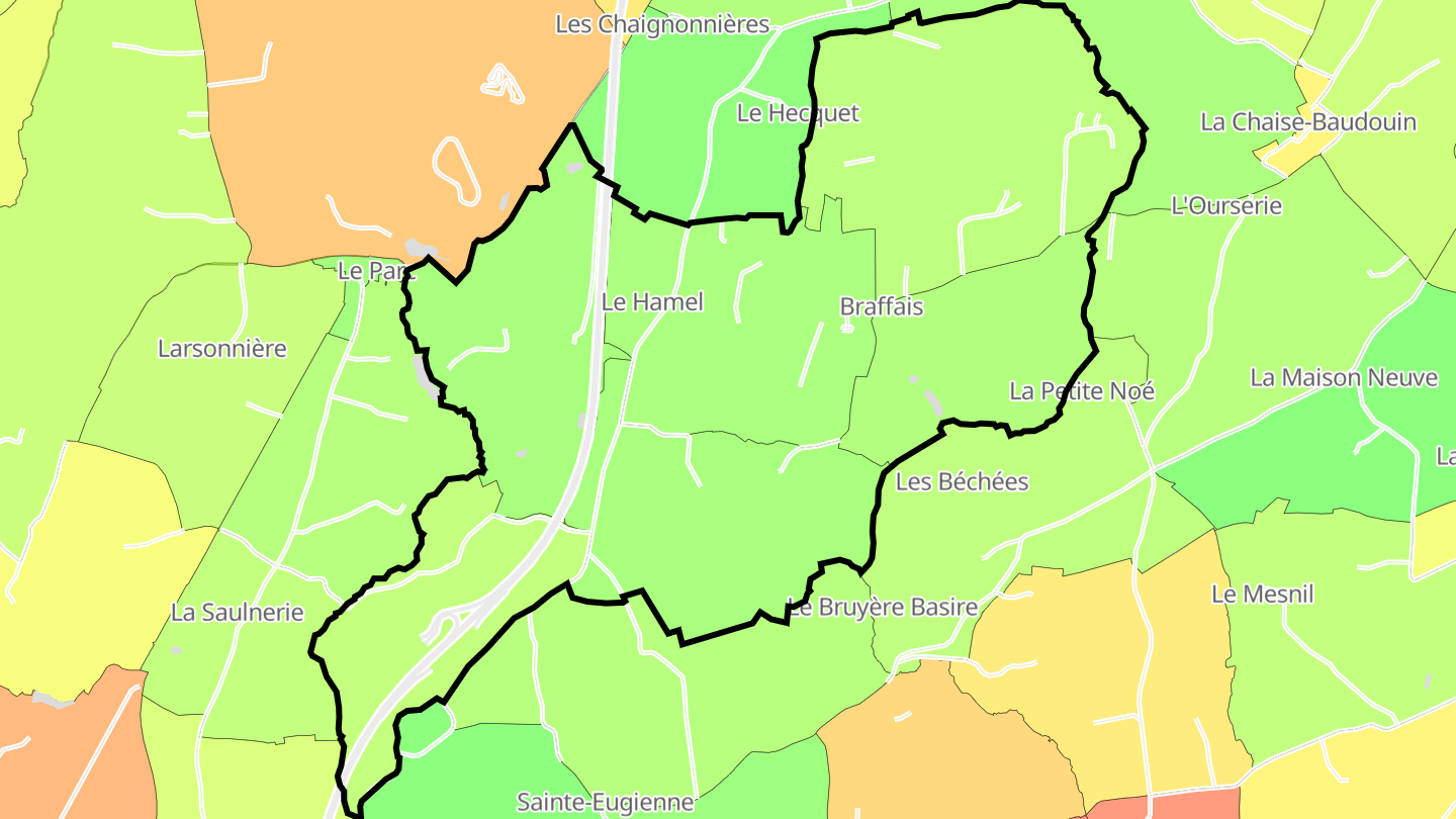 Carte des prix de l'immobilier Braffais