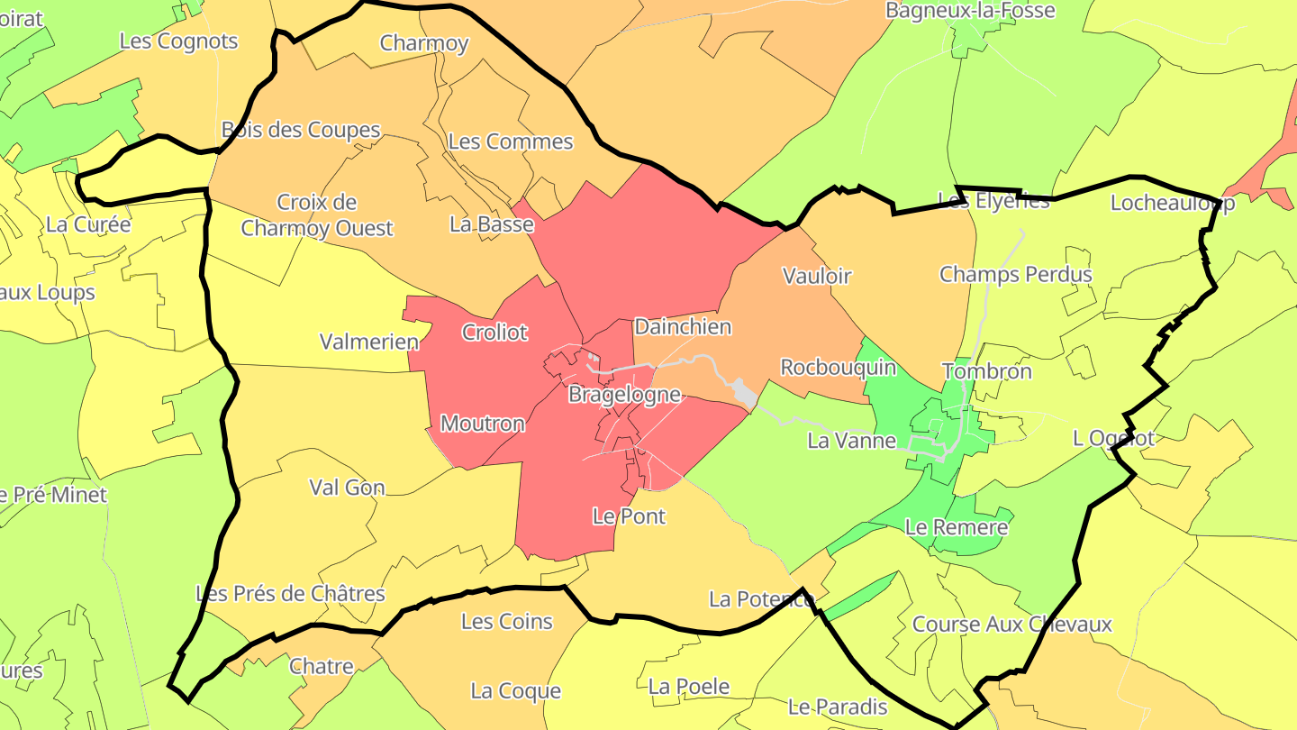 Carte des prix de l'immobilier Bragelogne-Beauvoir
