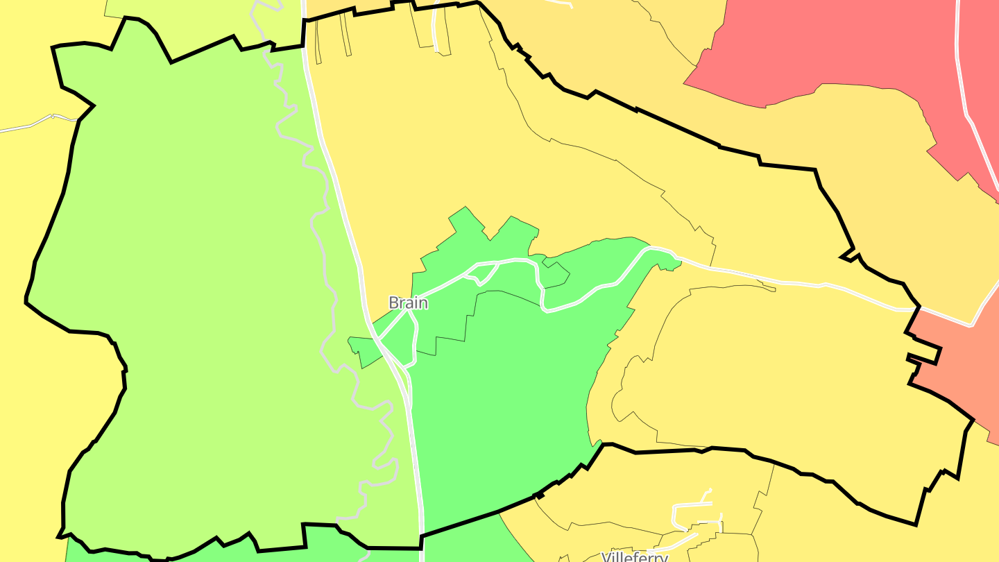 Carte des prix de l'immobilier Brain