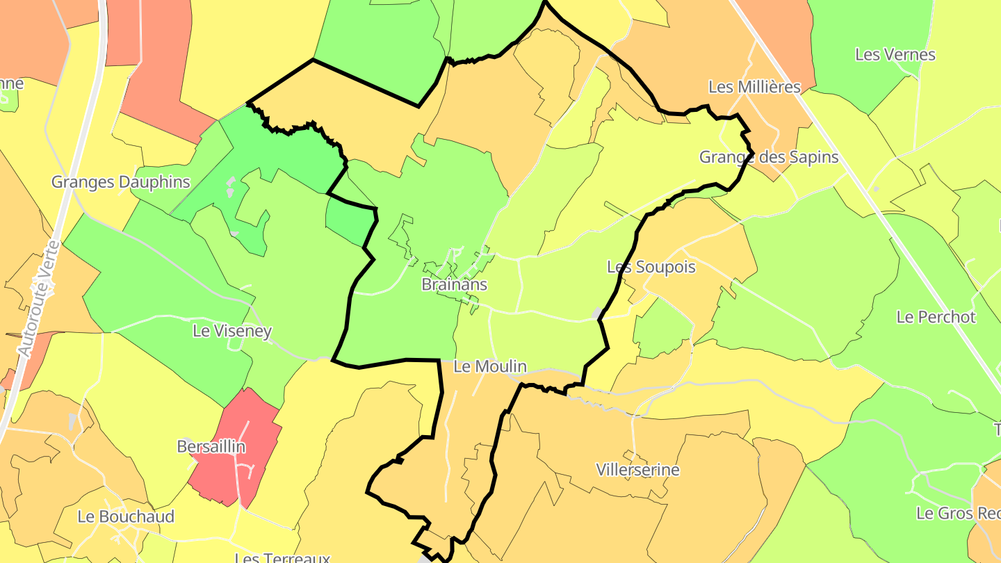 Carte des prix de l'immobilier Brainans