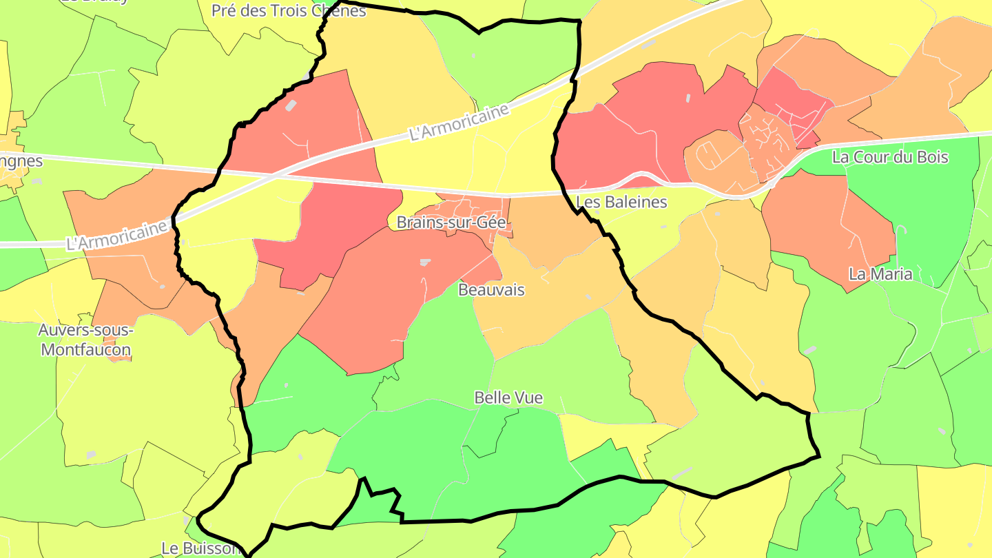Carte des prix de l'immobilier Brains-sur-Gée