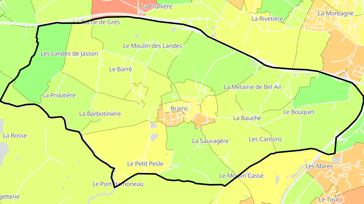 Carte des prix de l'immobilier Brains