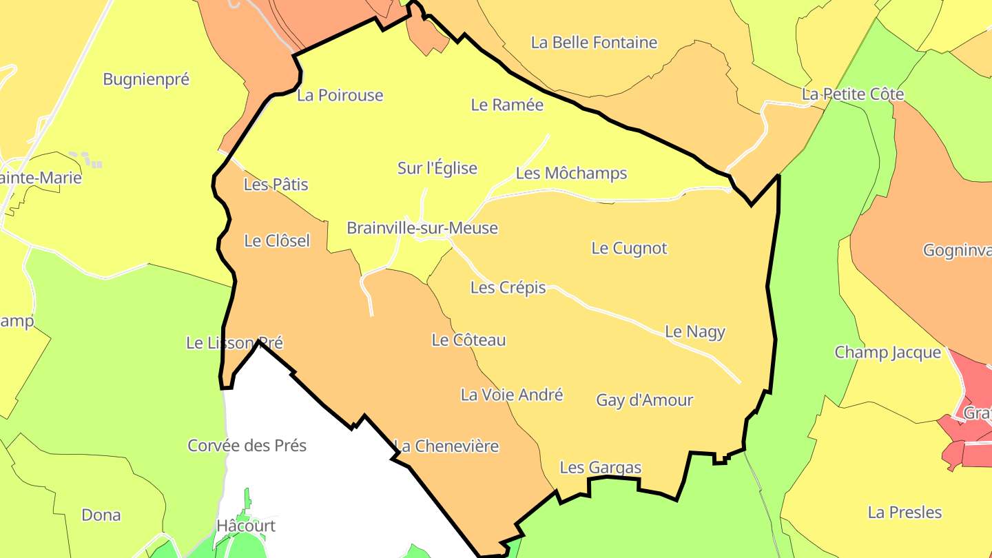 Carte des prix de l'immobilier Brainville-sur-Meuse