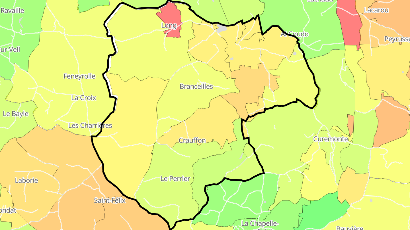 Carte des prix de l'immobilier Branceilles