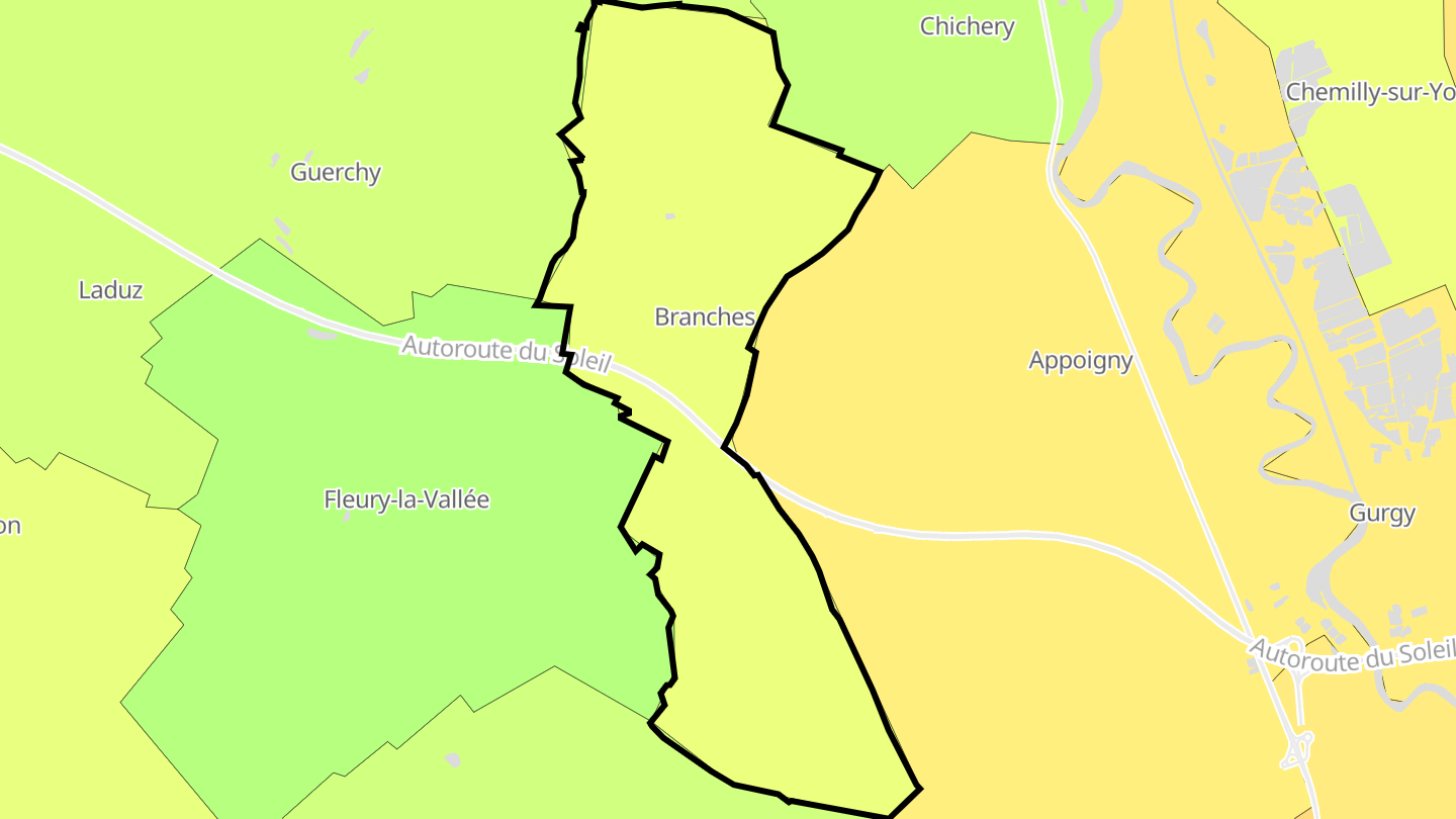Carte des prix de l'immobilier Branches