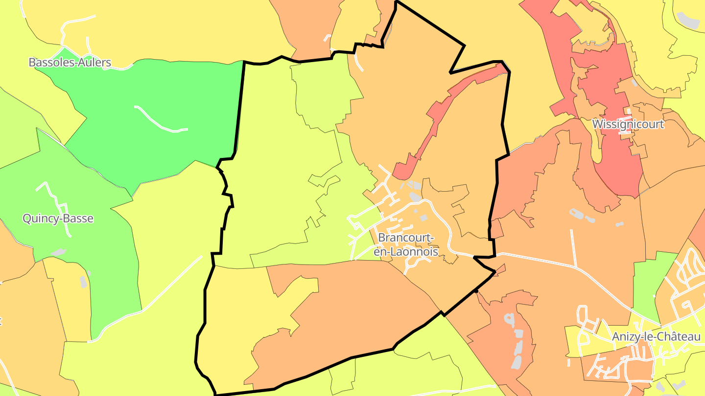 Carte des prix de l'immobilier Brancourt-en-Laonnois