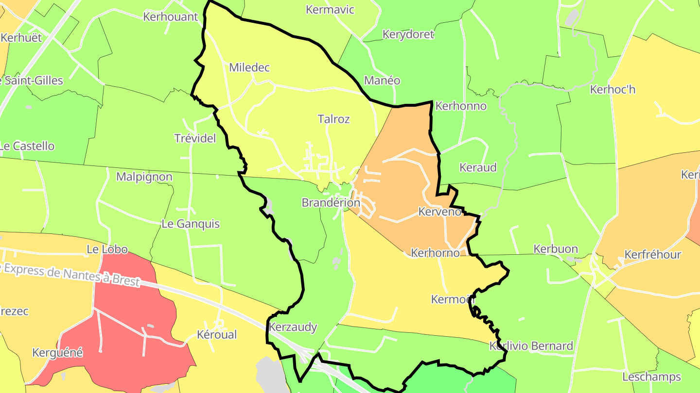 Carte des prix de l'immobilier Brandérion