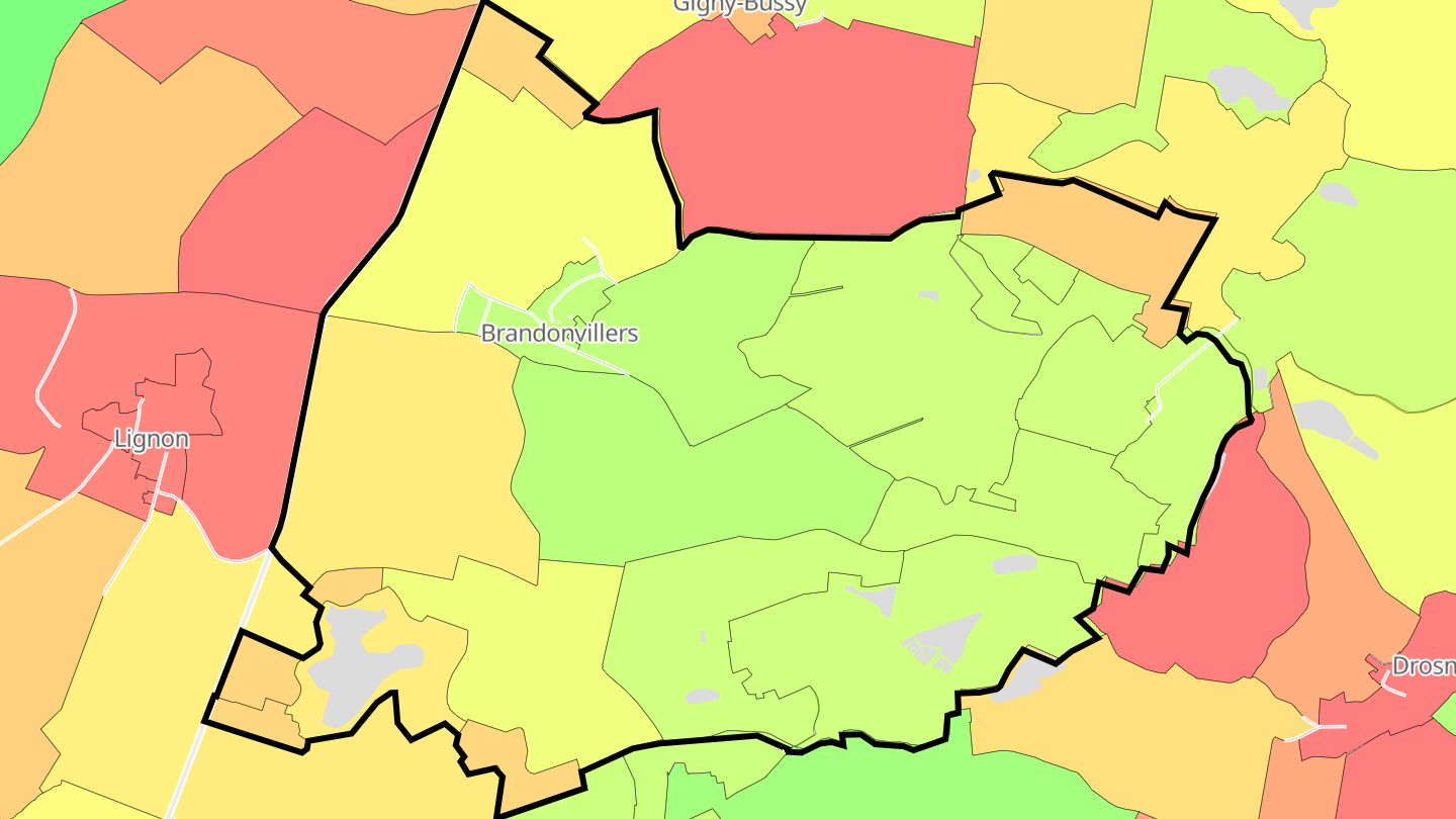 Carte des prix de l'immobilier Brandonvillers