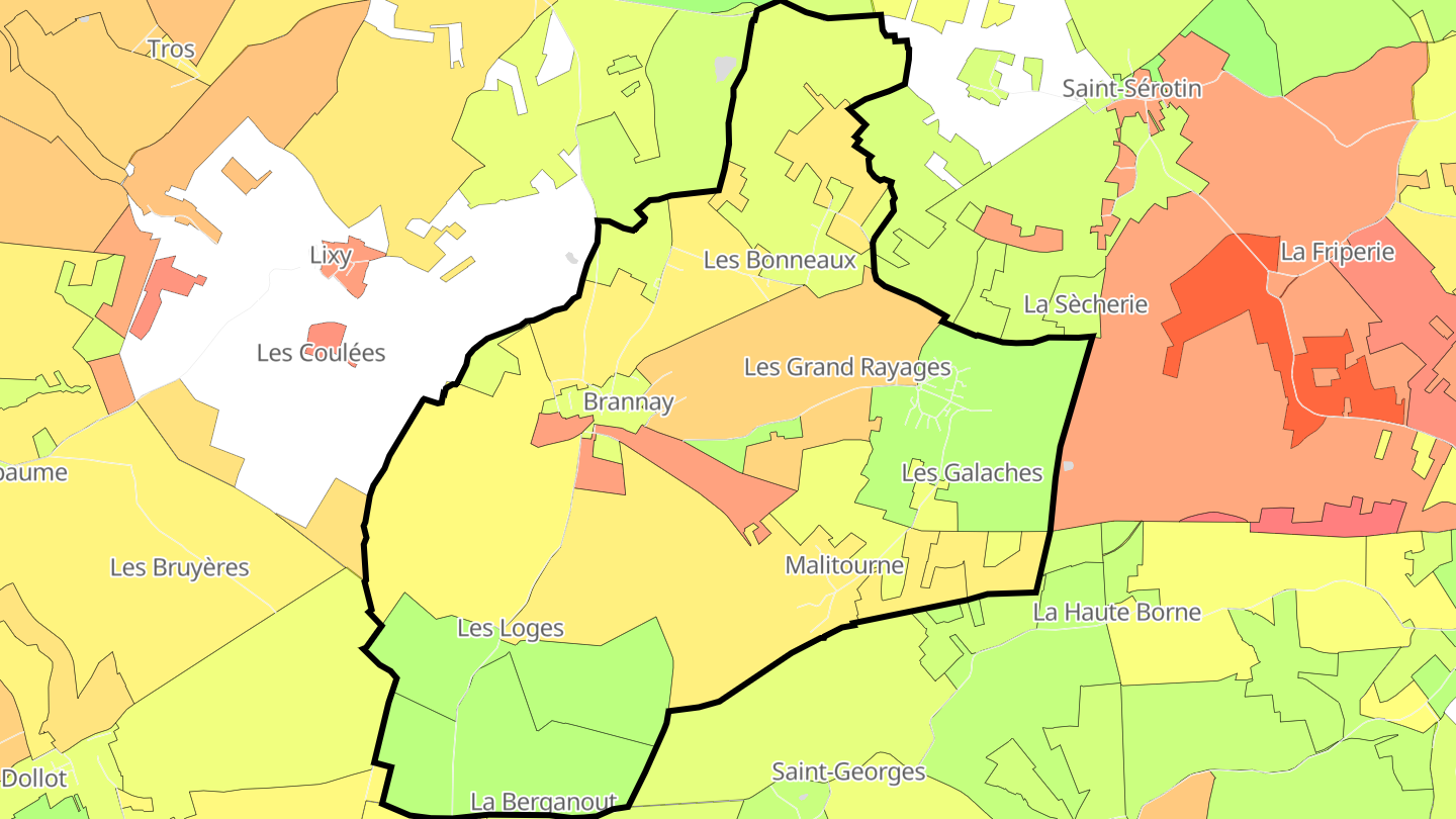 Carte des prix de l'immobilier Brannay