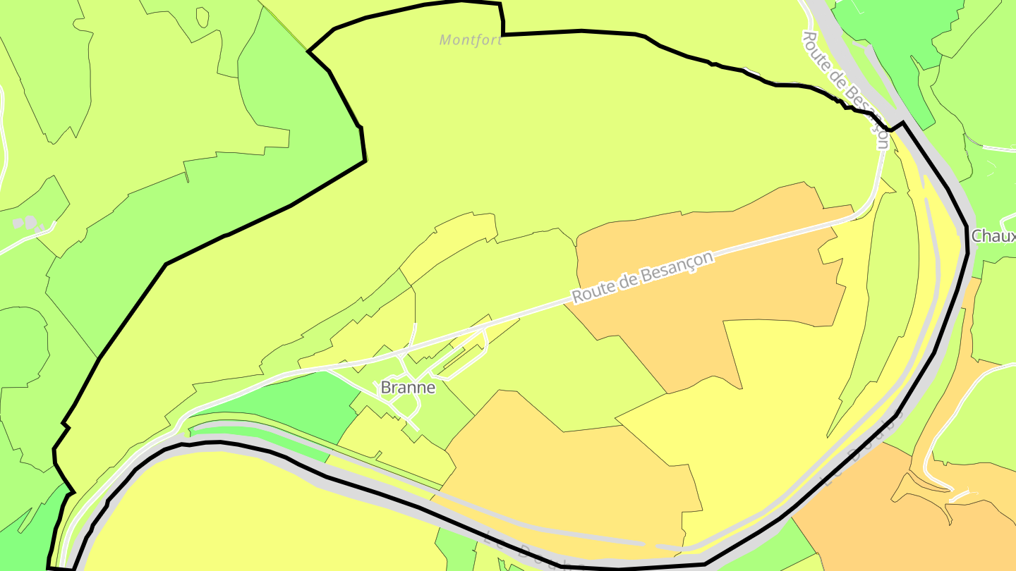 Carte des prix de l'immobilier Branne