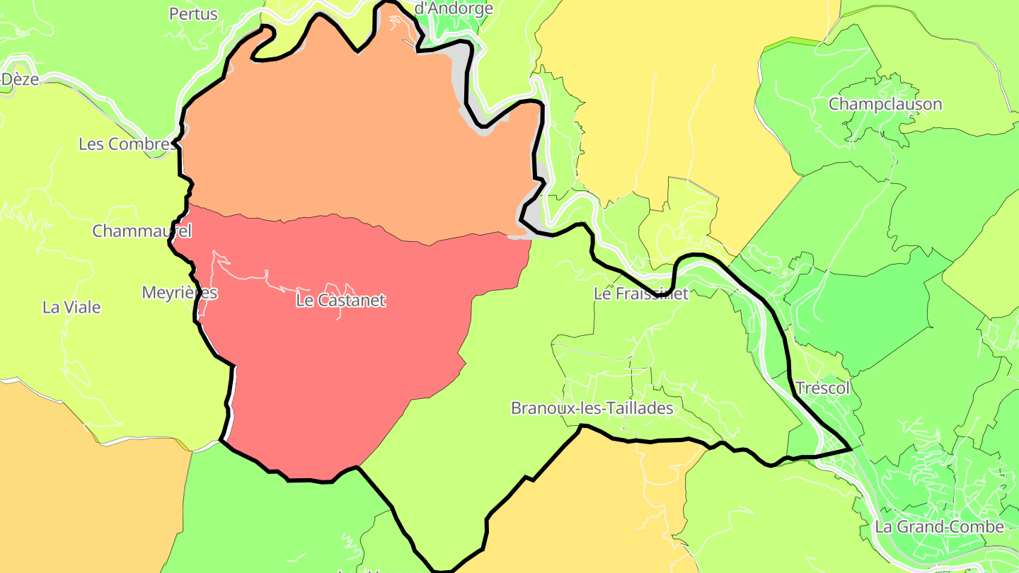 Carte des prix de l'immobilier Branoux-les-Taillades