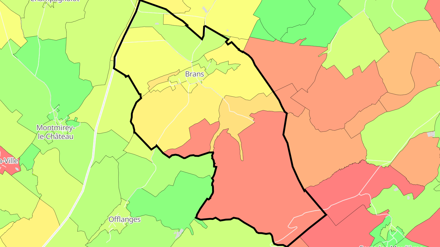 Carte des prix de l'immobilier Brans