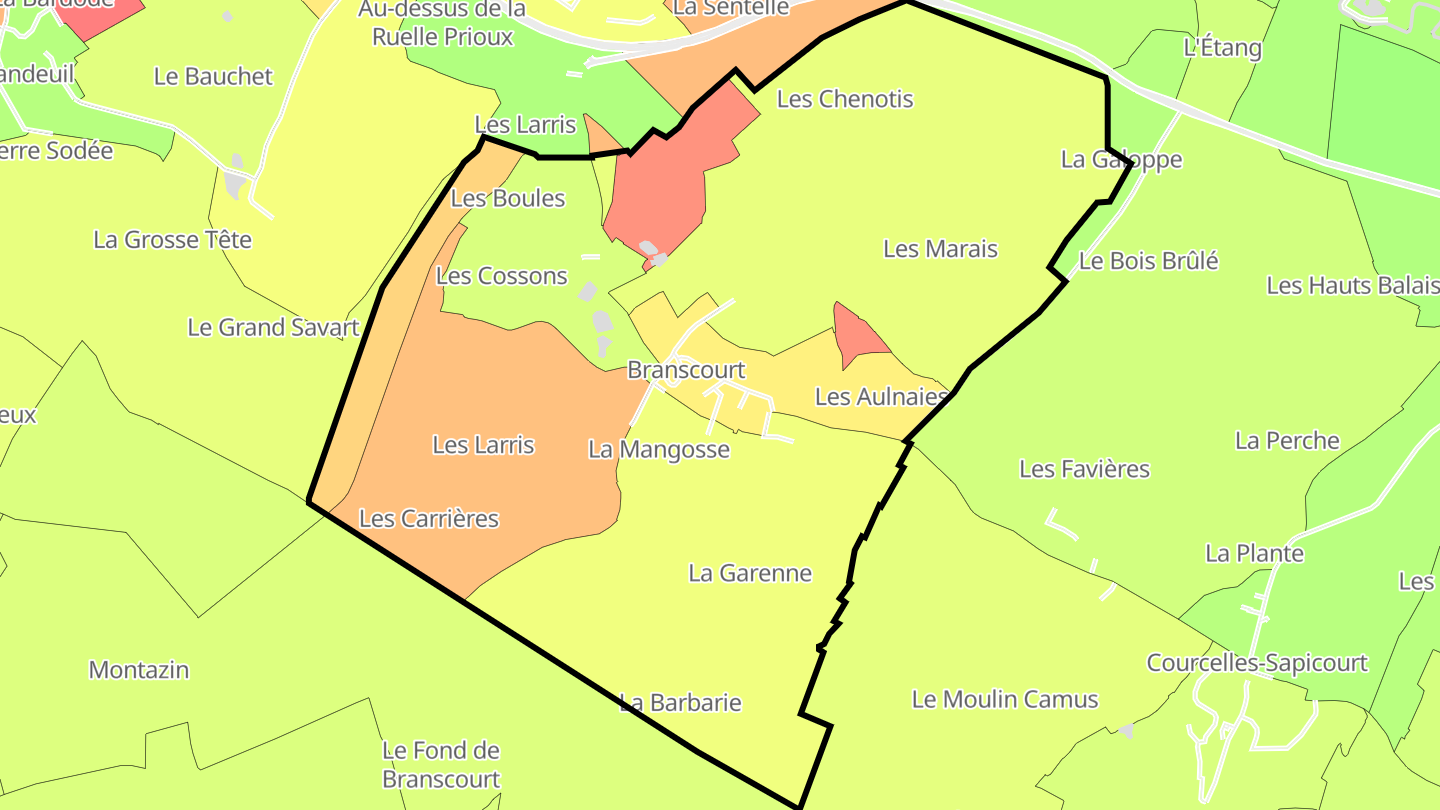 Carte des prix de l'immobilier Branscourt