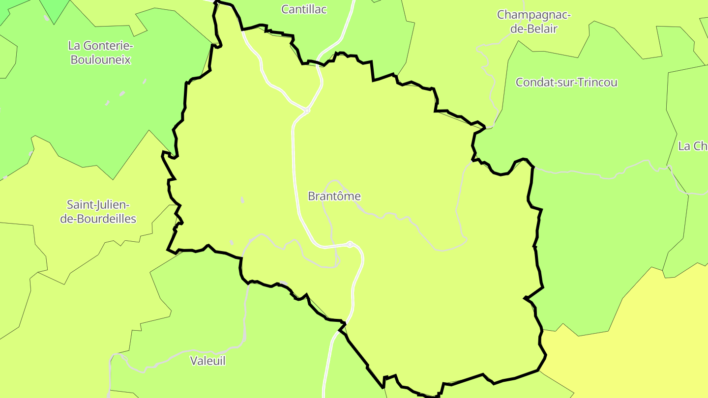 Carte des prix de l'immobilier Brantôme