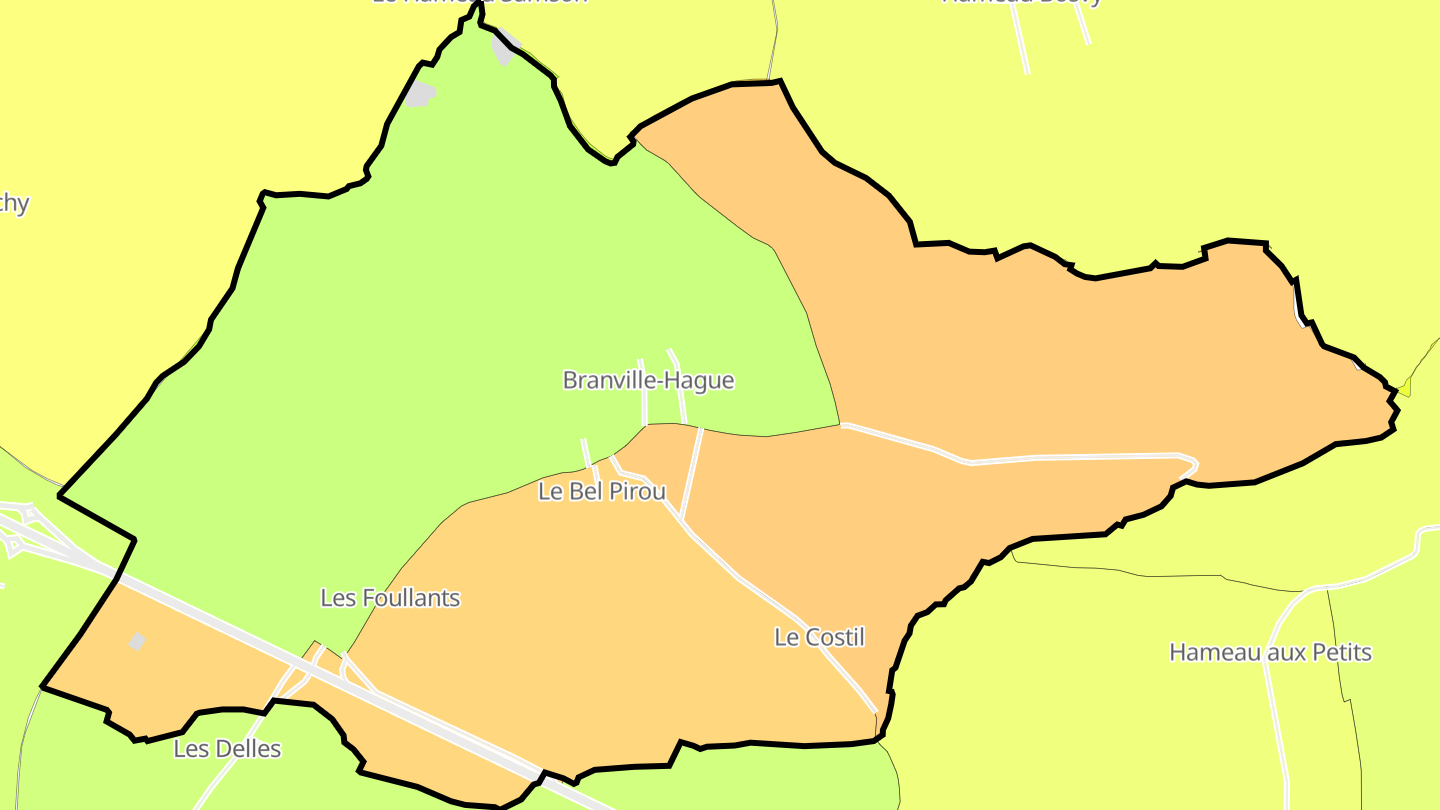 Carte des prix de l'immobilier Branville-Hague