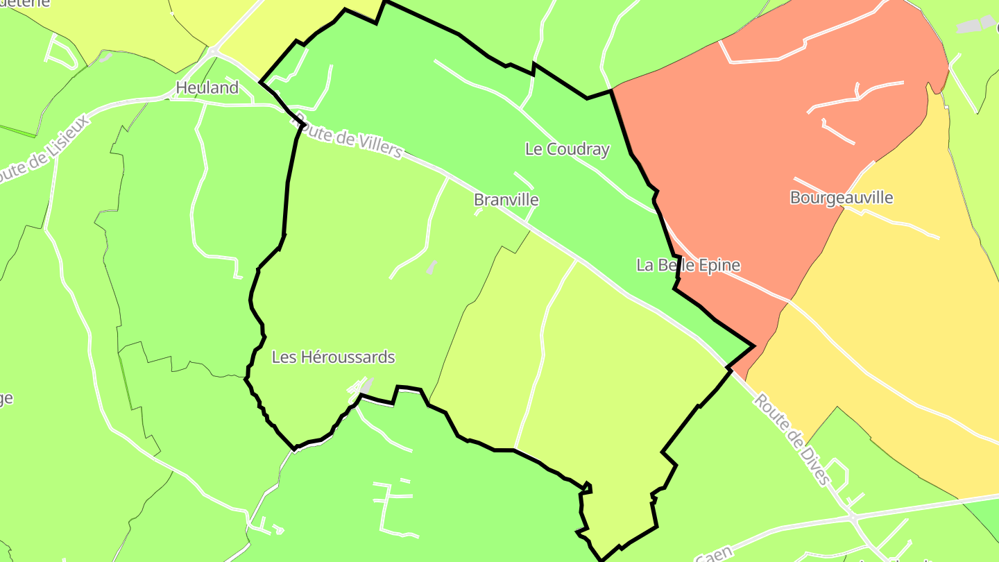 Carte des prix de l'immobilier Branville
