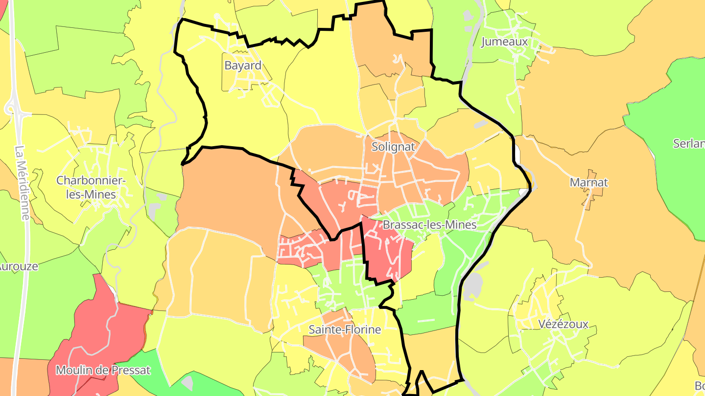 Carte des prix de l'immobilier Brassac-les-Mines