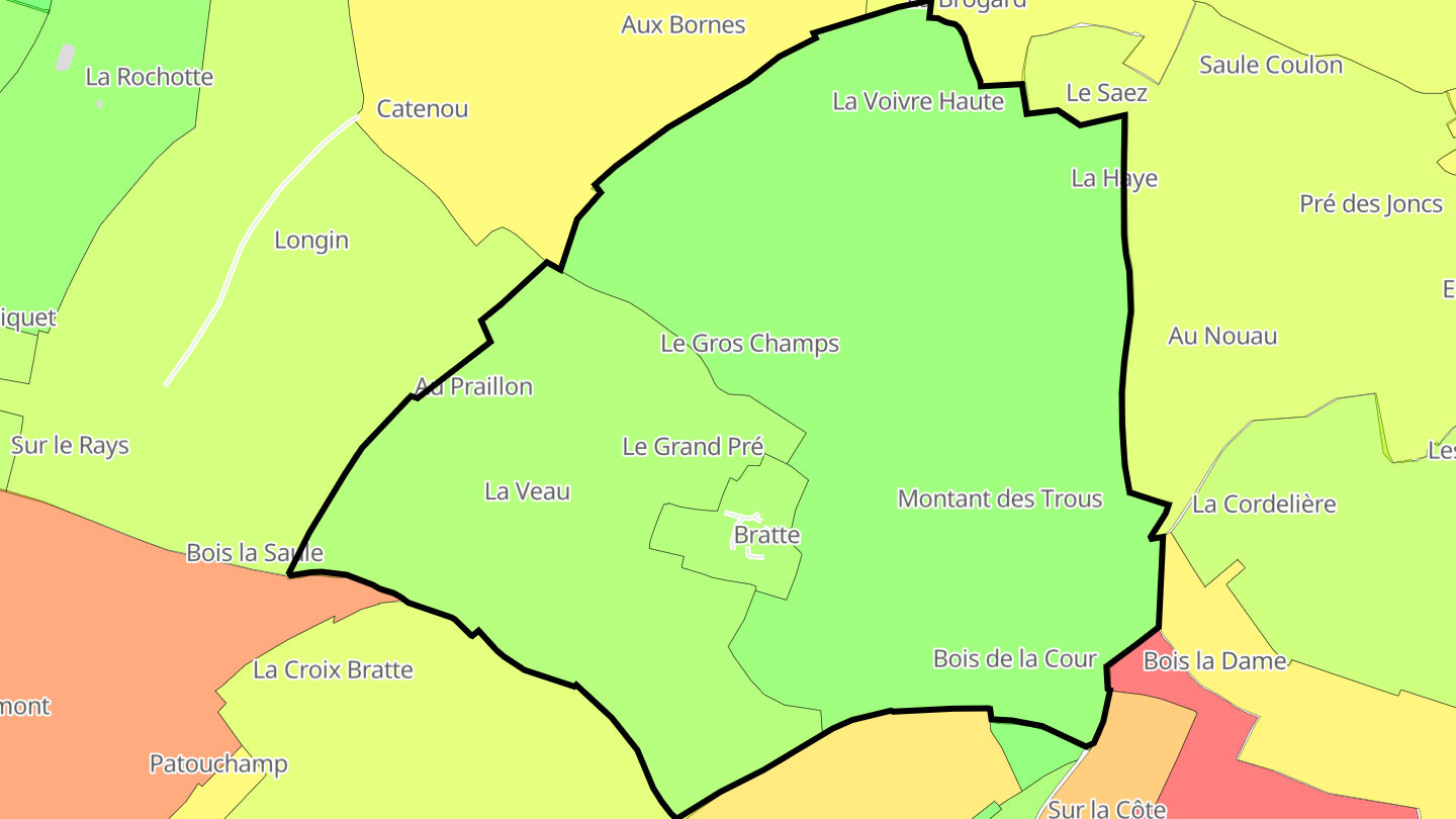 Carte des prix de l'immobilier Bratte