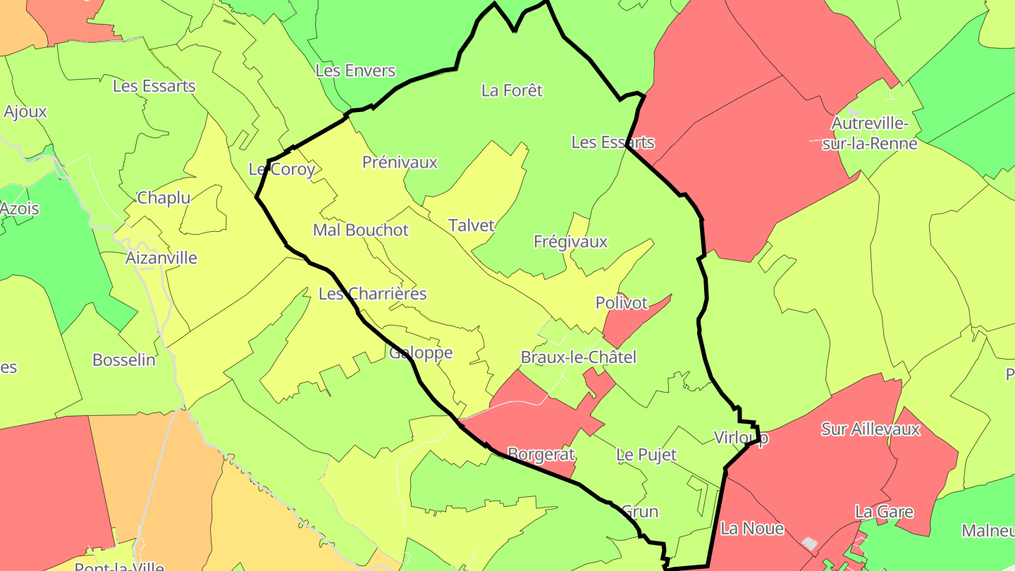 Carte des prix de l'immobilier Braux-le-Châtel