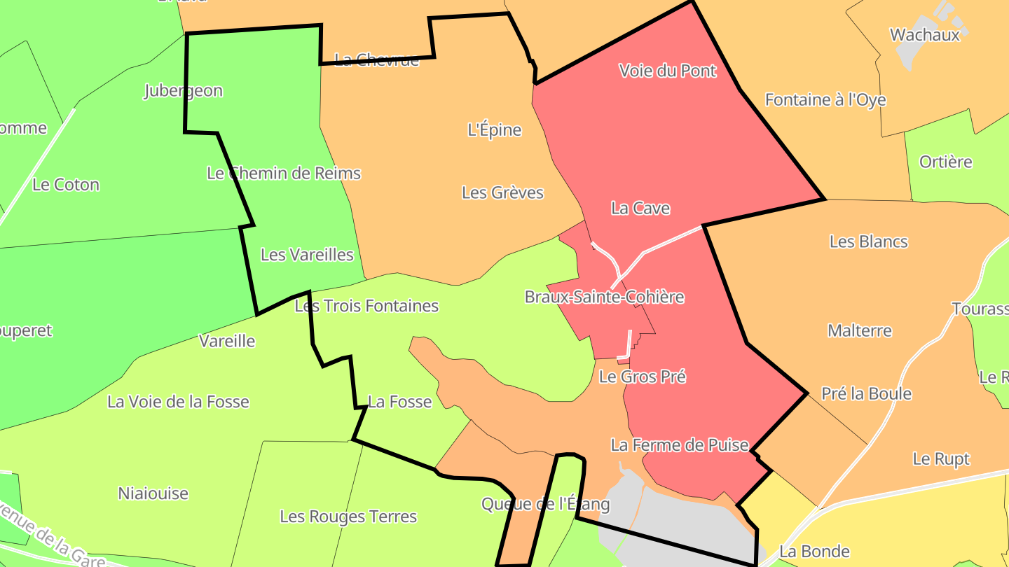 Carte des prix de l'immobilier Braux-Sainte-Cohière