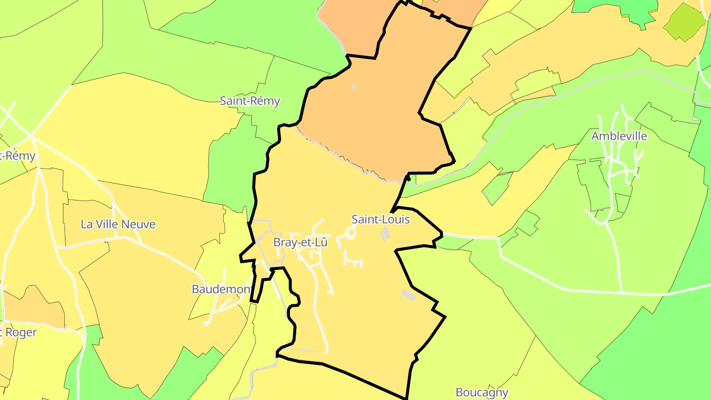Carte des prix de l'immobilier Bray-et-Lû