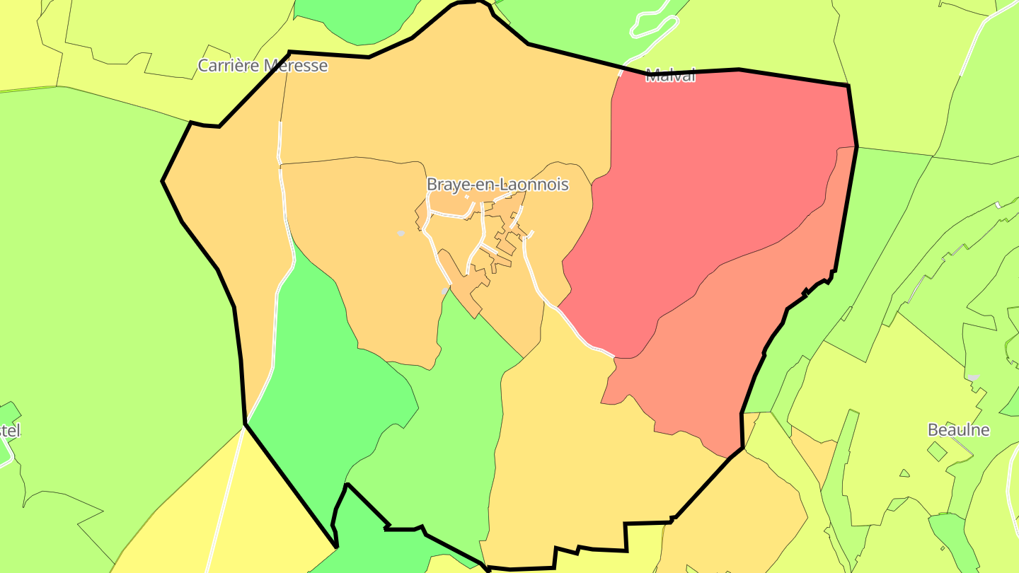 Carte des prix de l'immobilier Braye-en-Laonnois