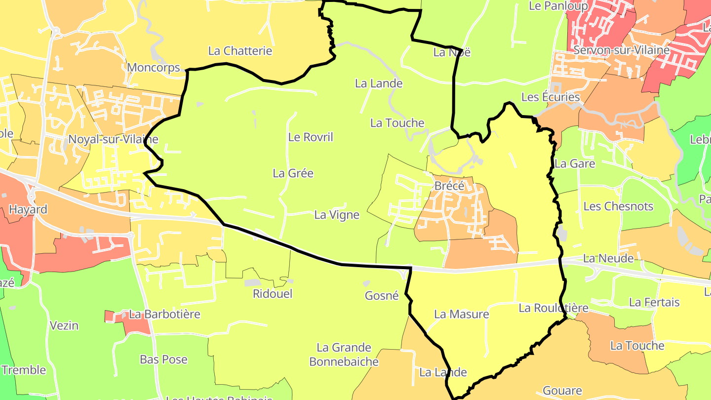 Carte des prix de l'immobilier Brécé