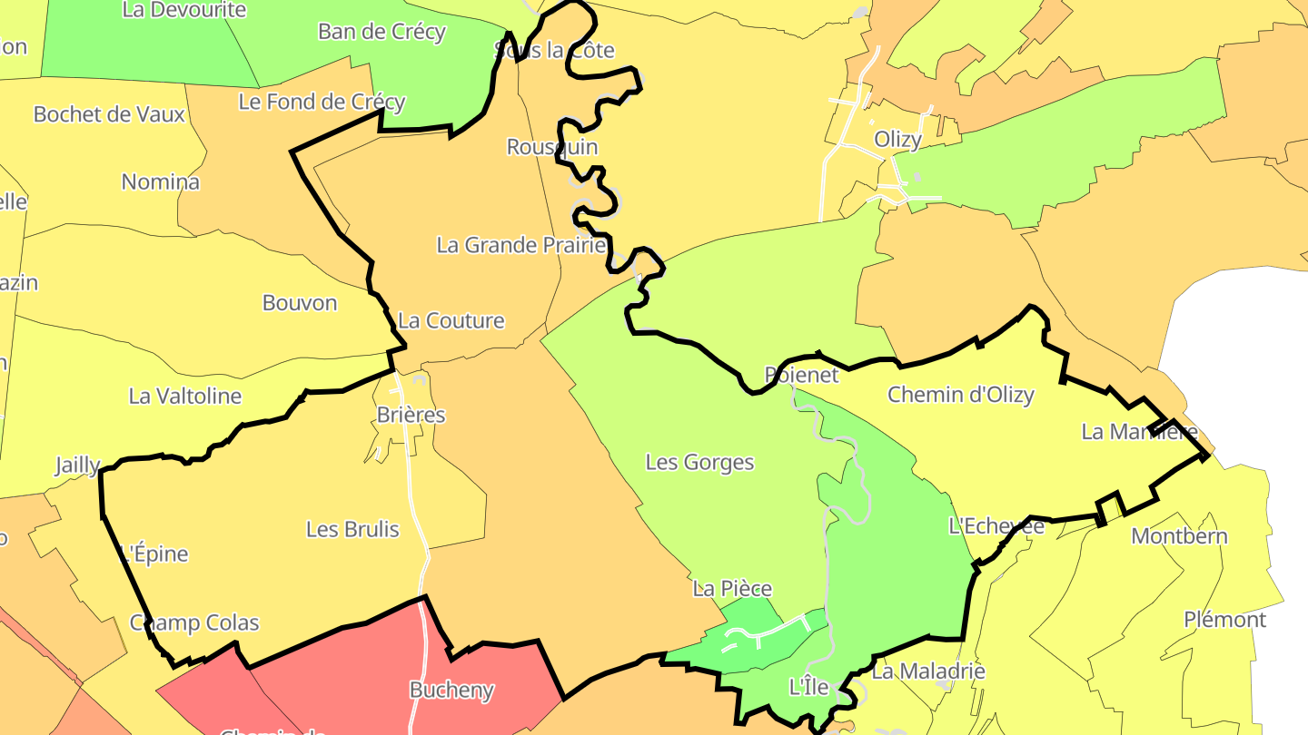 Carte des prix de l'immobilier Brécy-Brières