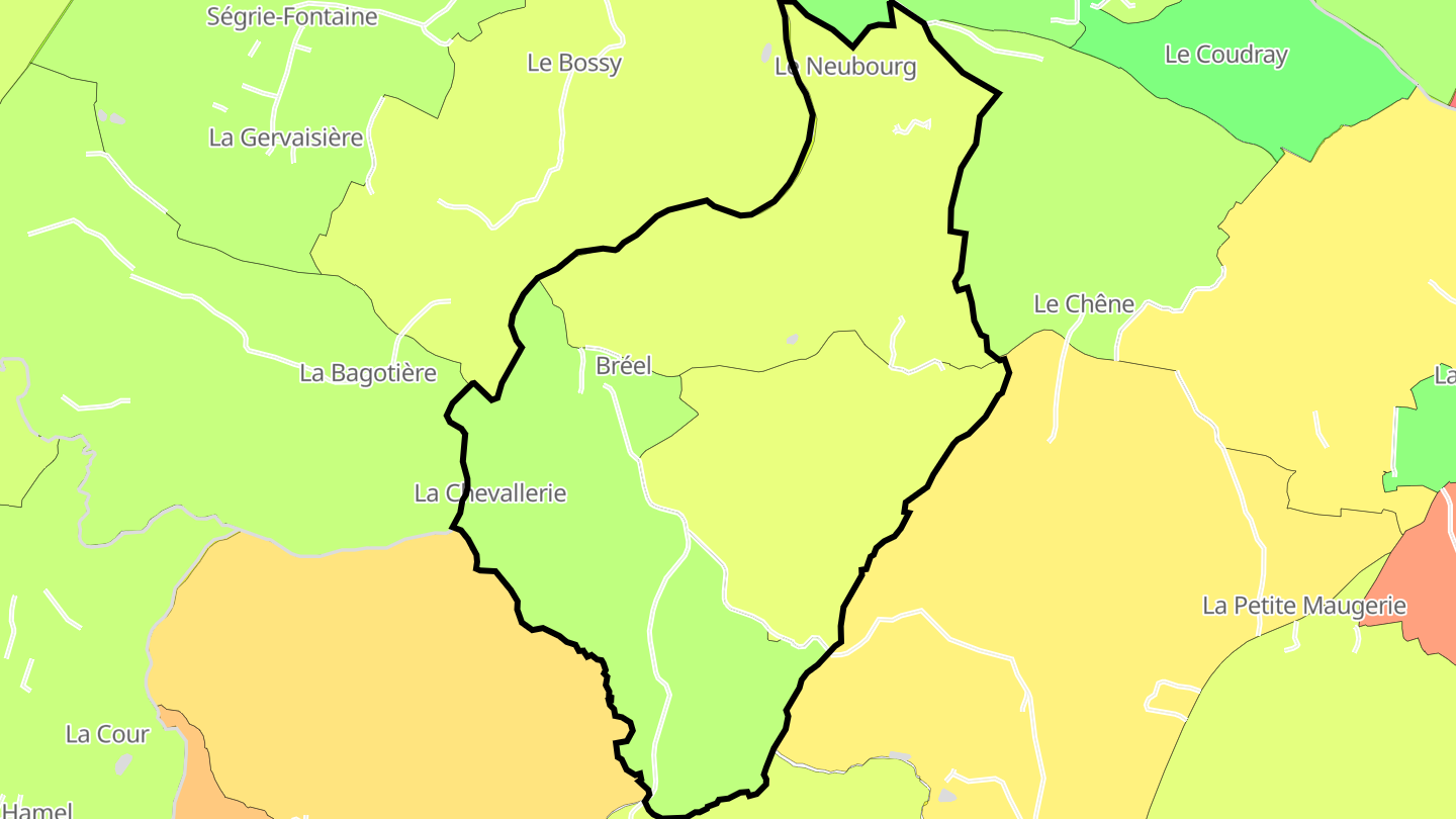 Carte des prix de l'immobilier Bréel