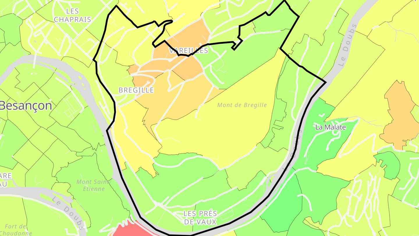 Carte des prix de l'immobilier Bregille