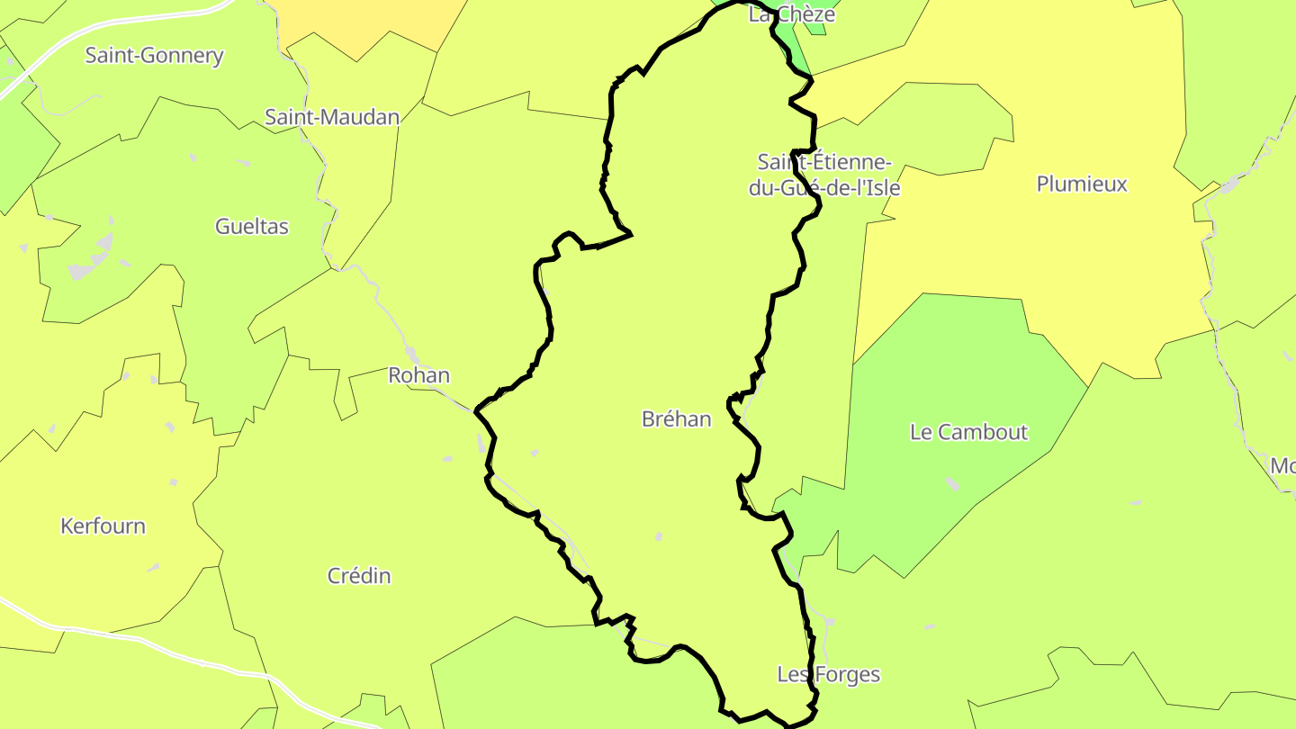 Carte des prix de l'immobilier Bréhan