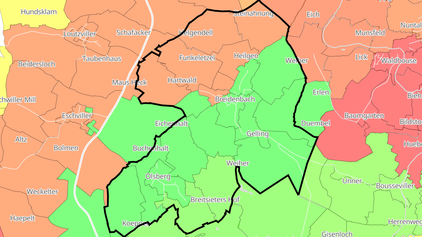 Carte des prix de l'immobilier Breidenbach