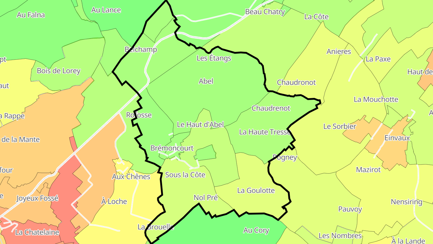 Carte des prix de l'immobilier Brémoncourt
