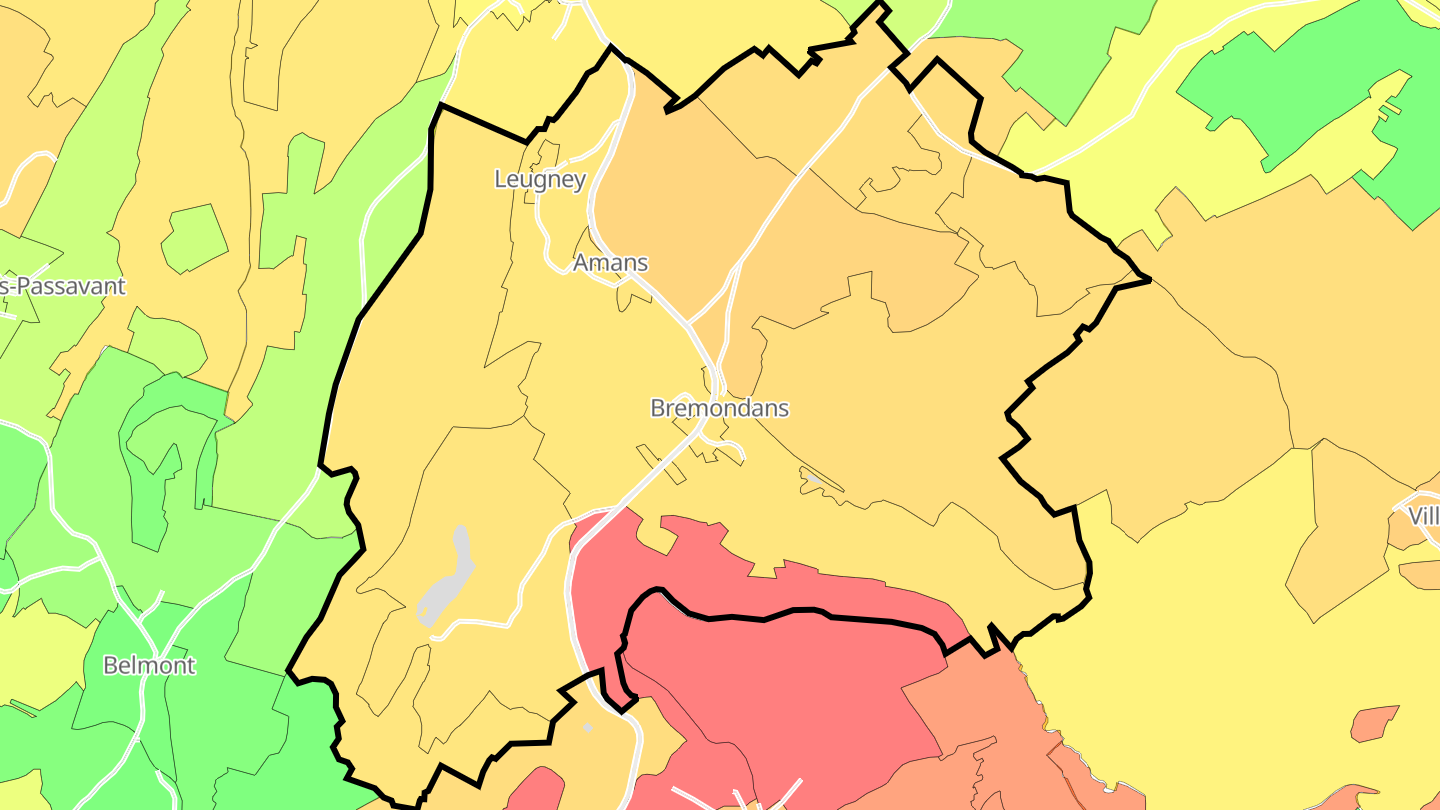 Carte des prix de l'immobilier Bremondans