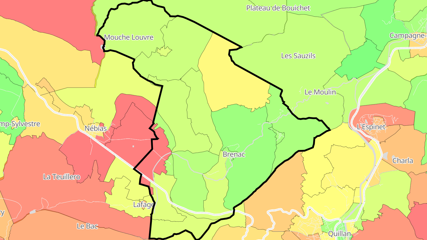 Carte des prix de l'immobilier Brenac