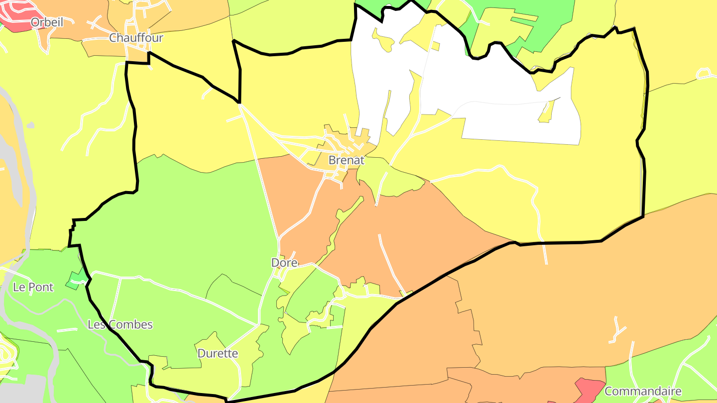 Carte des prix de l'immobilier Brenat