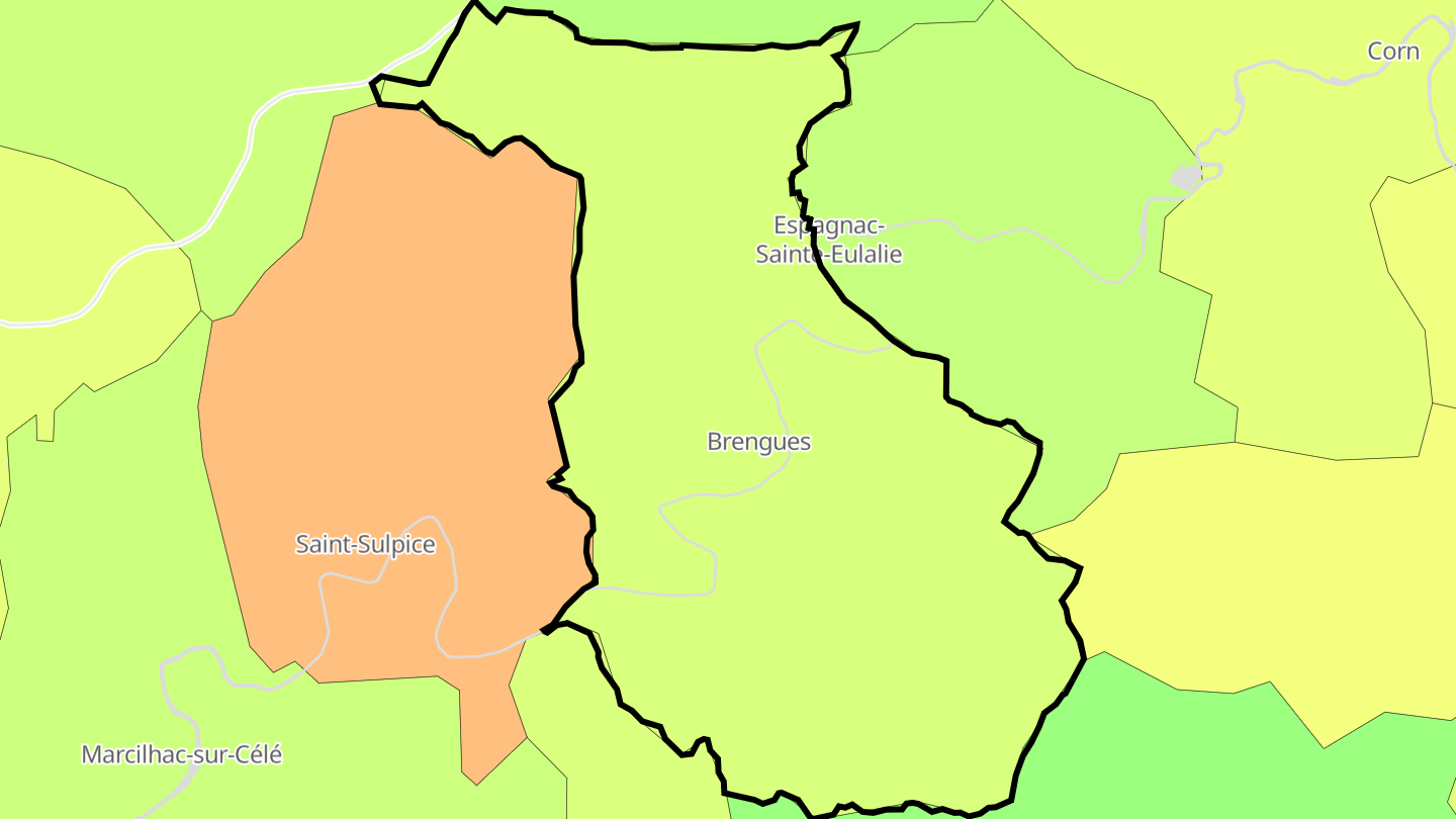 Carte des prix de l'immobilier Brengues