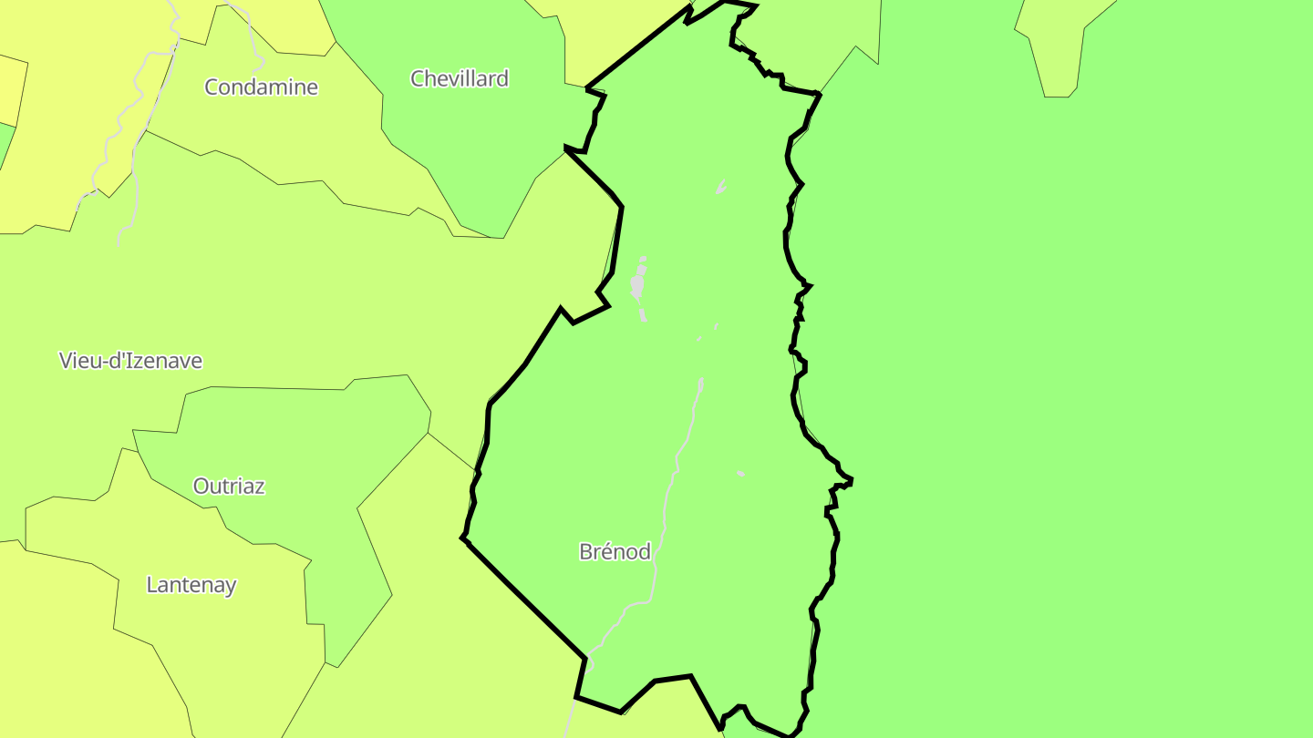 Carte des prix de l'immobilier Brénod