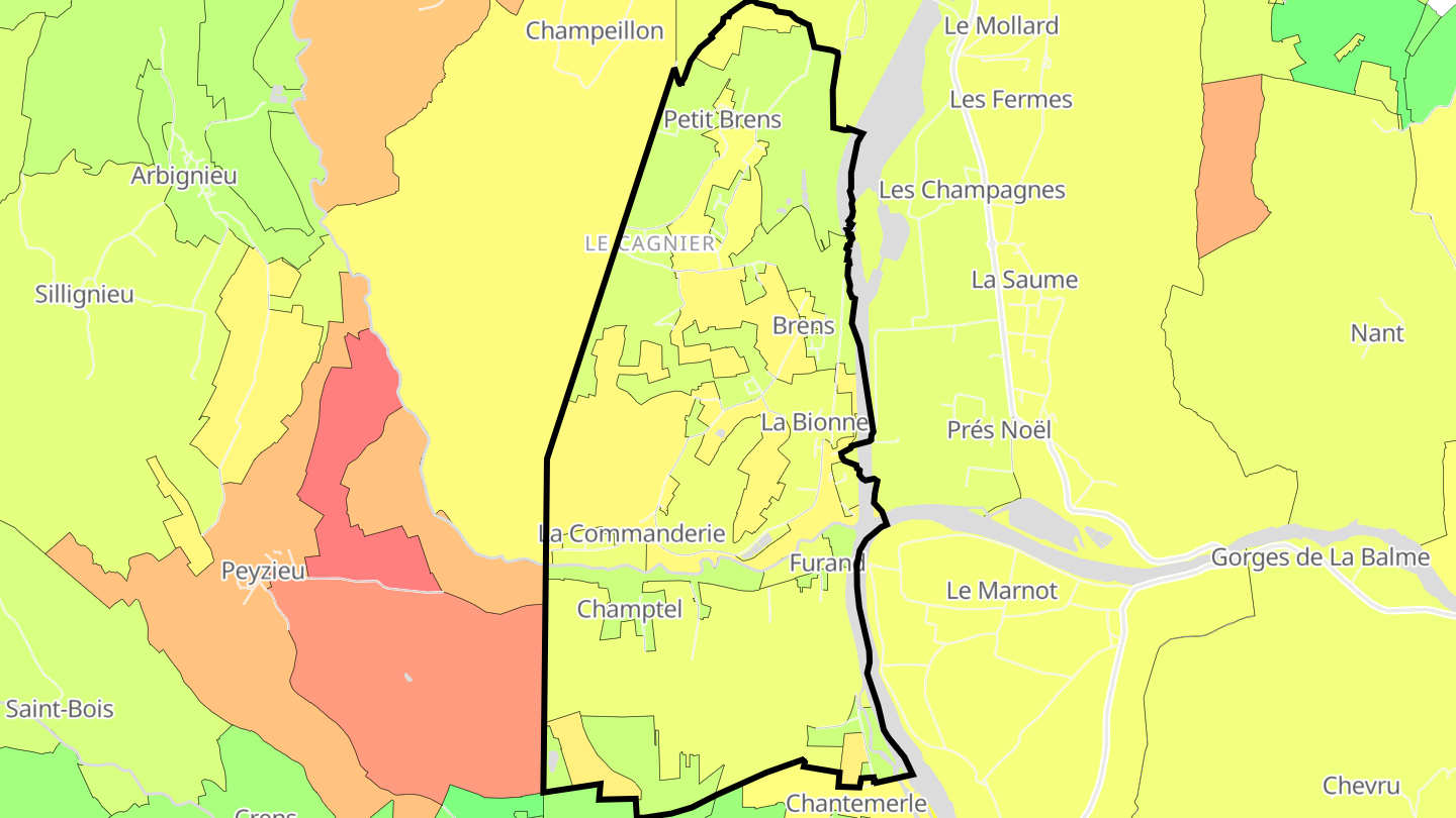 Carte des prix de l'immobilier Brens