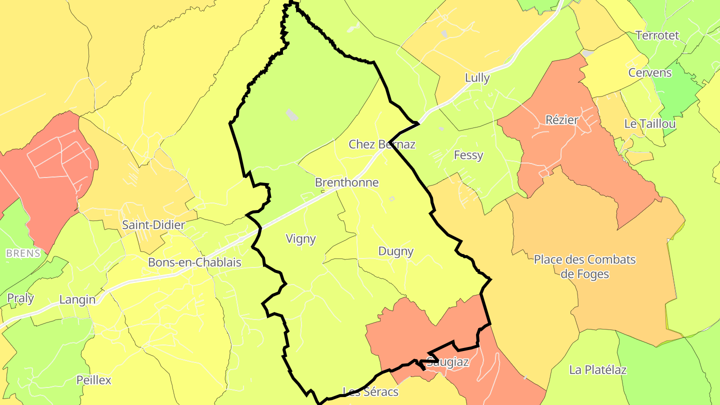 Carte des prix de l'immobilier Brenthonne
