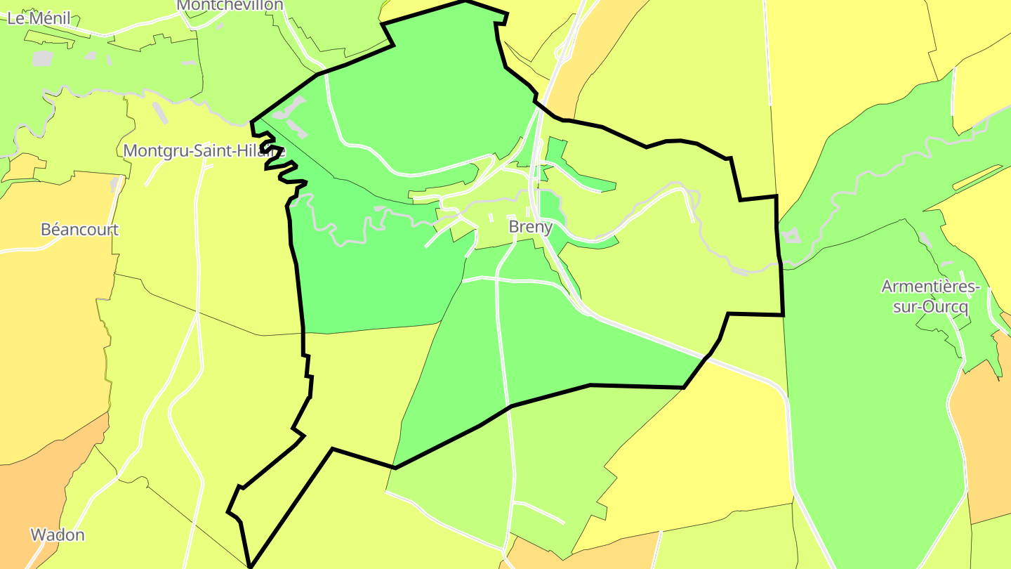 Carte des prix de l'immobilier Breny