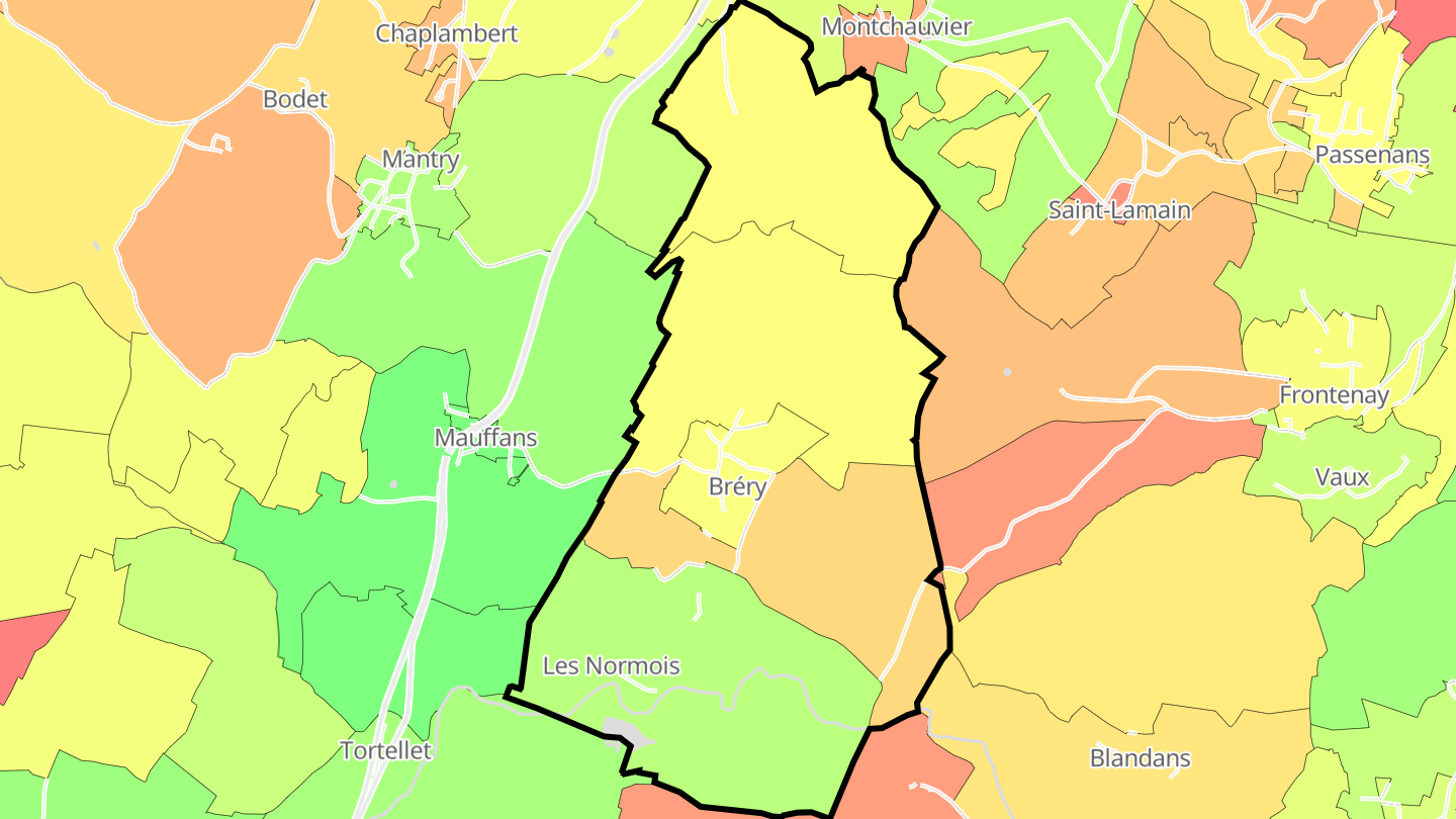 Carte des prix de l'immobilier Bréry