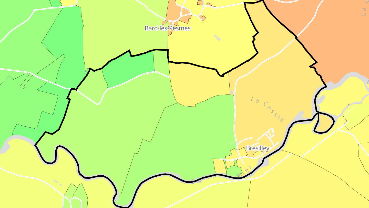 Carte des prix de l'immobilier Bresilley