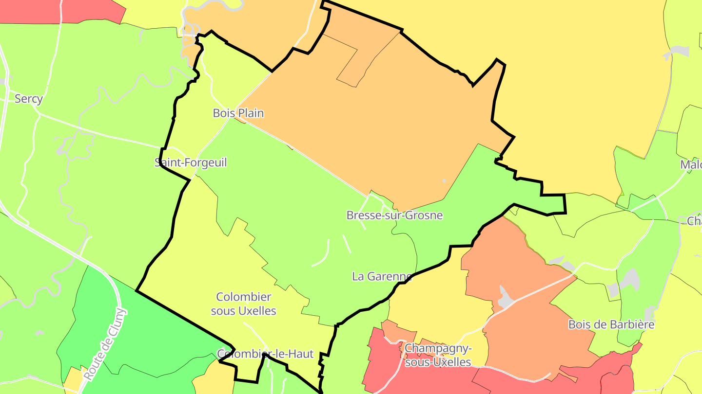 Carte des prix de l'immobilier Bresse-sur-Grosne