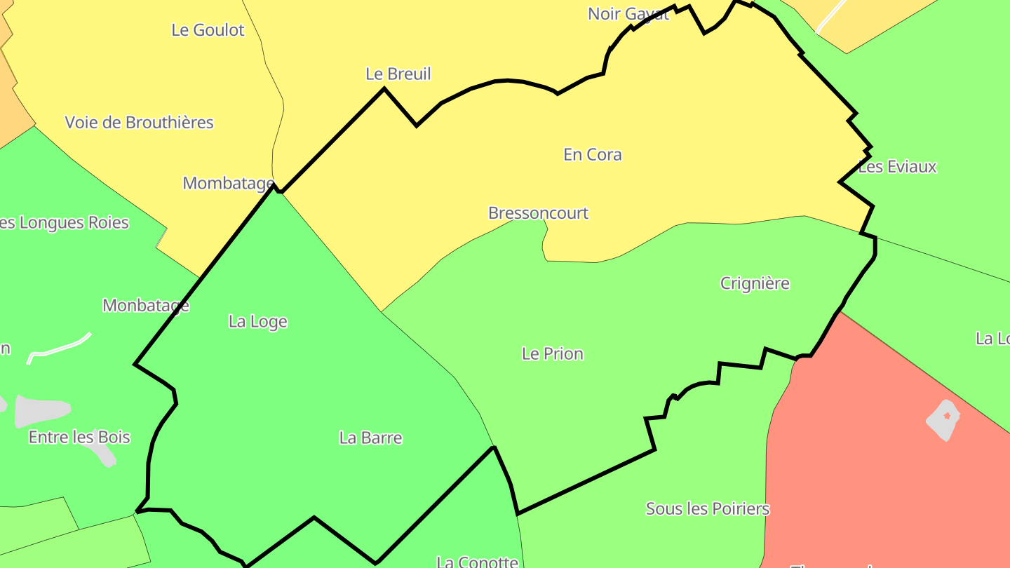 Carte des prix de l'immobilier Bressoncourt
