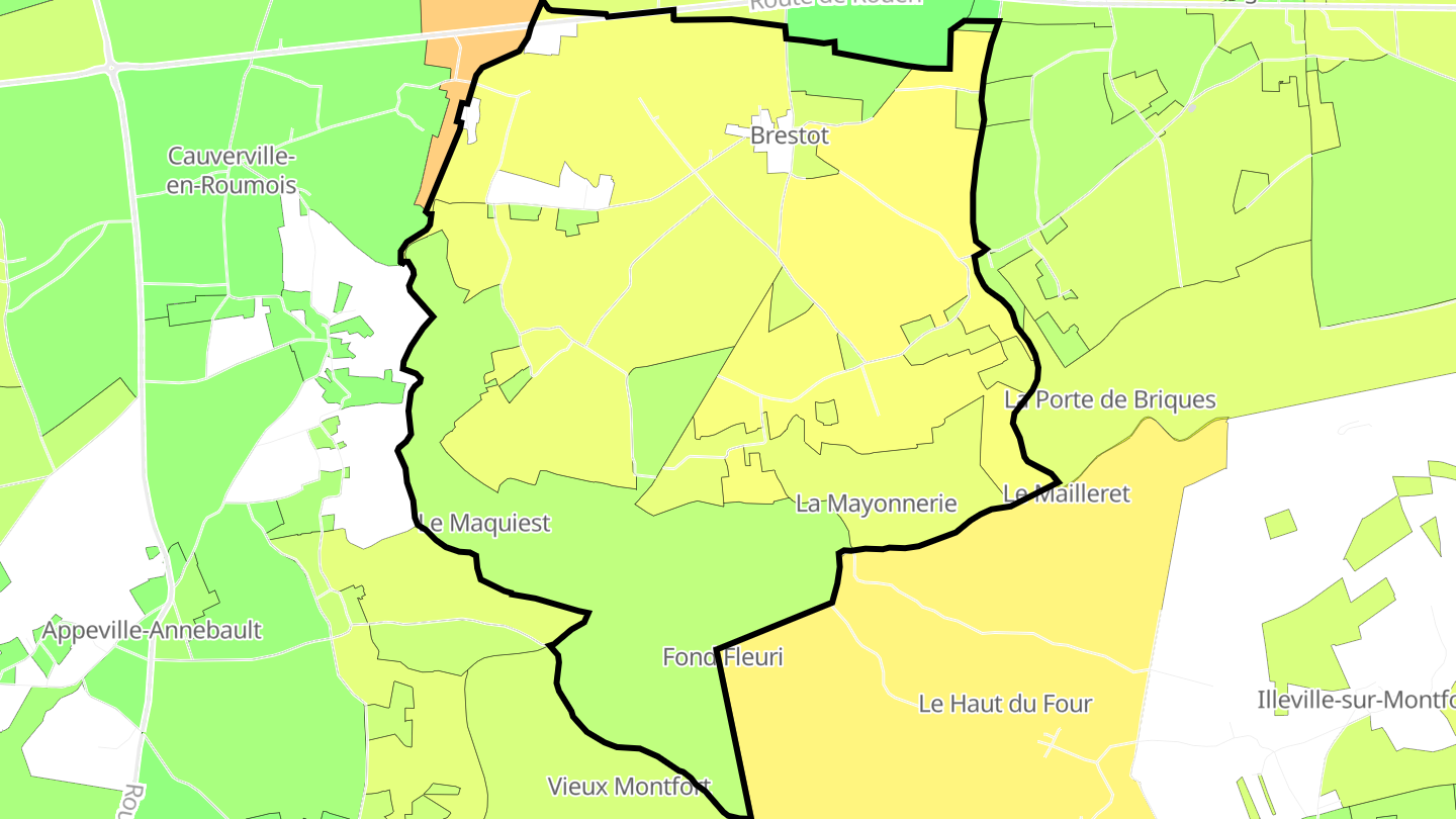 Carte des prix de l'immobilier Brestot