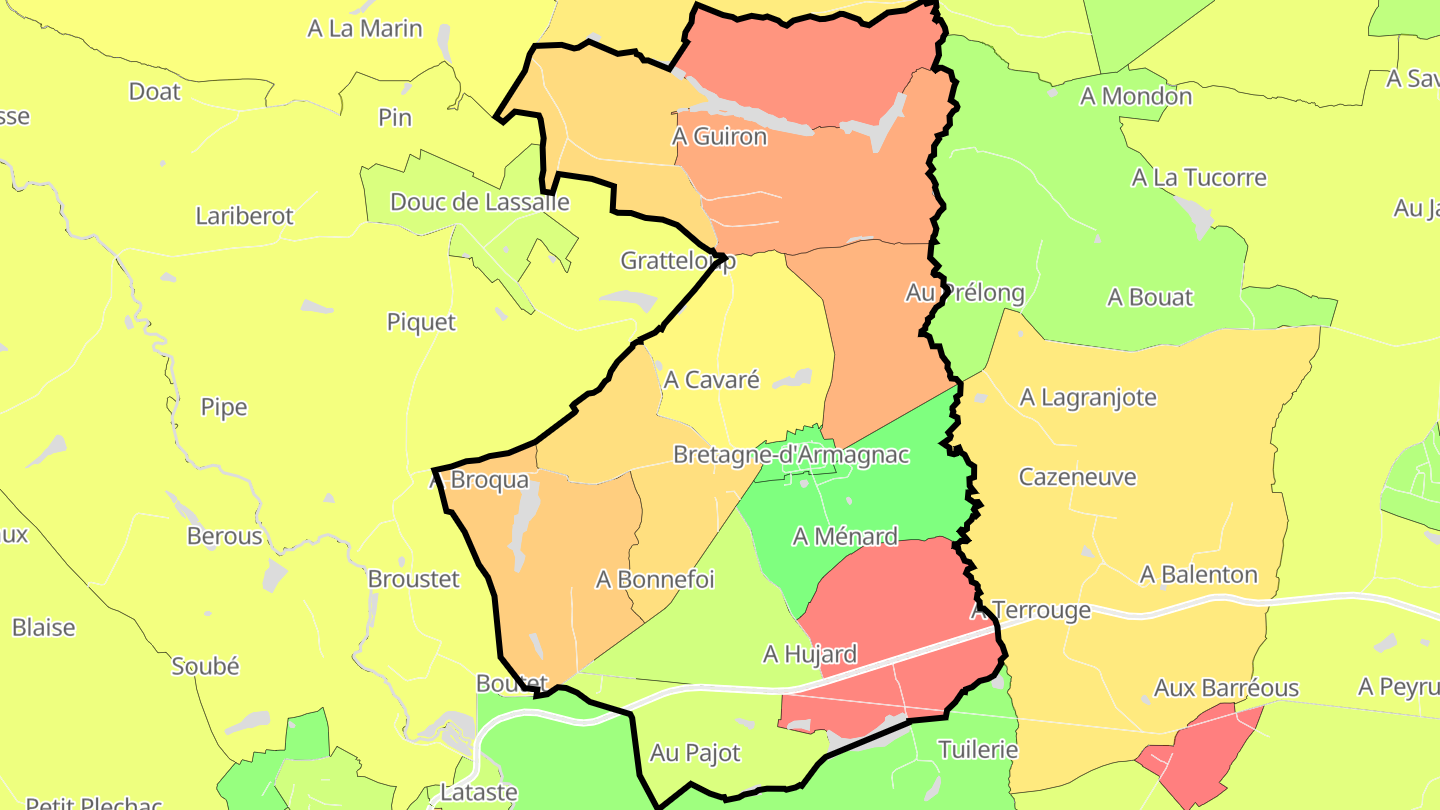 Carte des prix de l'immobilier Bretagne-d'Armagnac